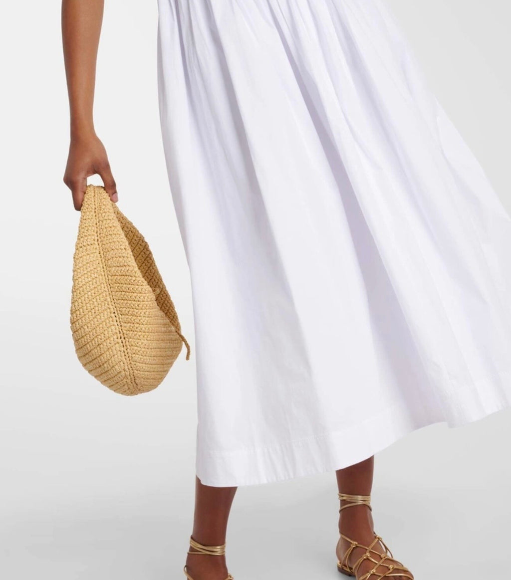 STAUD Bella Cotton Poplin Midi Dress