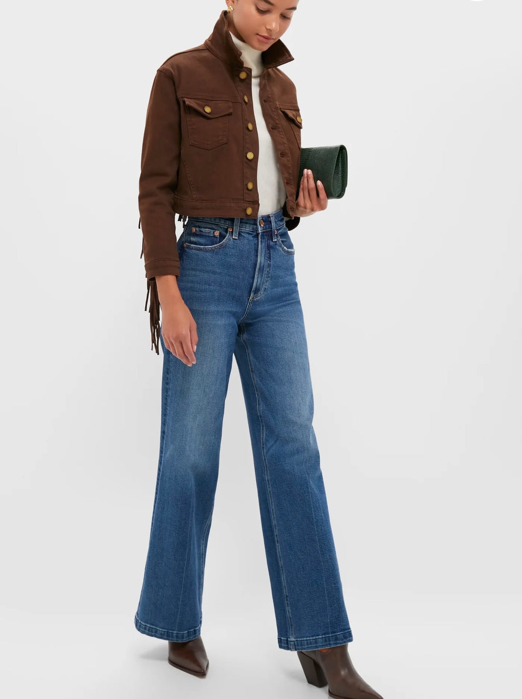L'AGENCE Brown Koda Crop Fringe Jacket