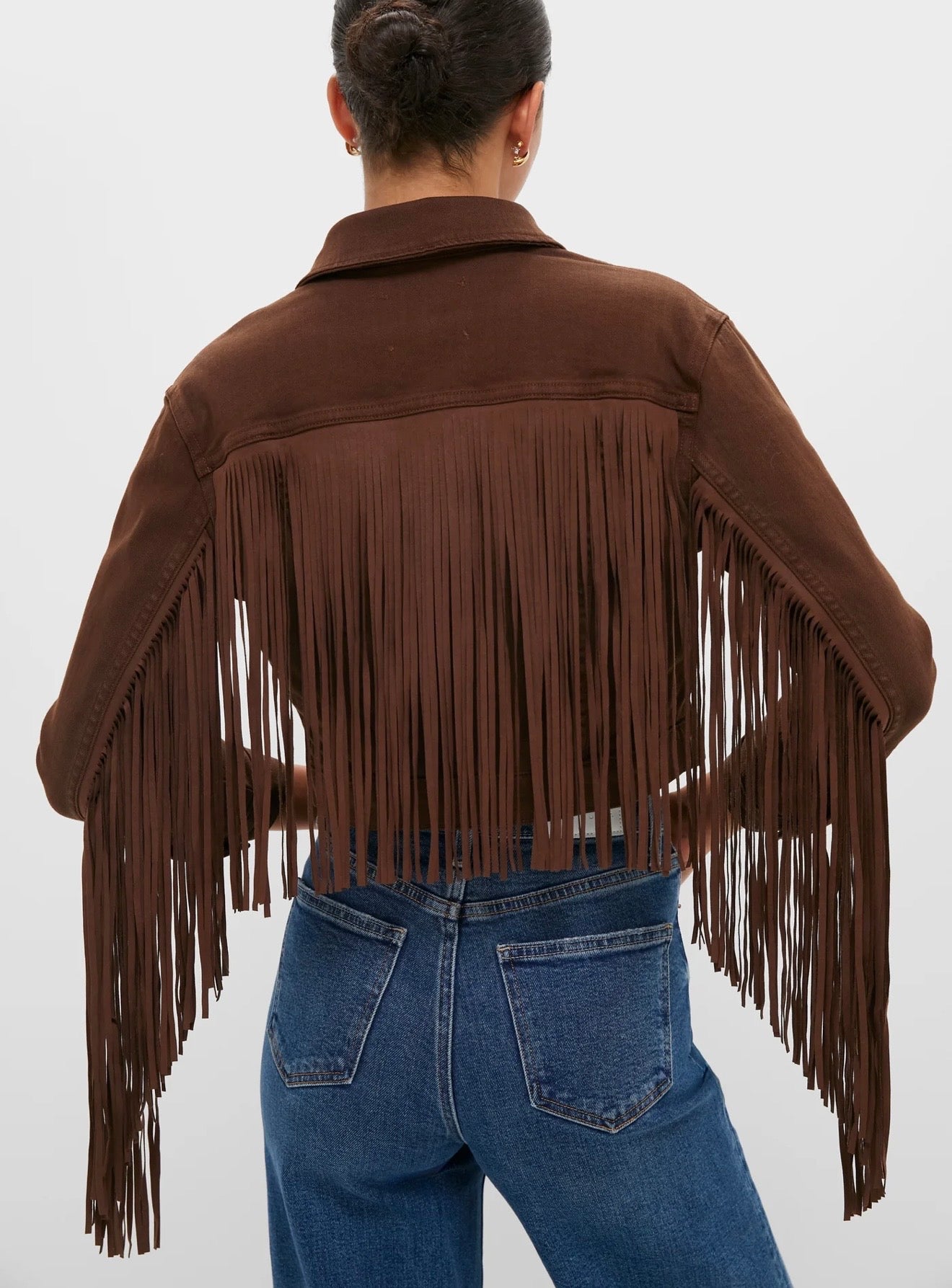 L'AGENCE Brown Koda Crop Fringe Jacket