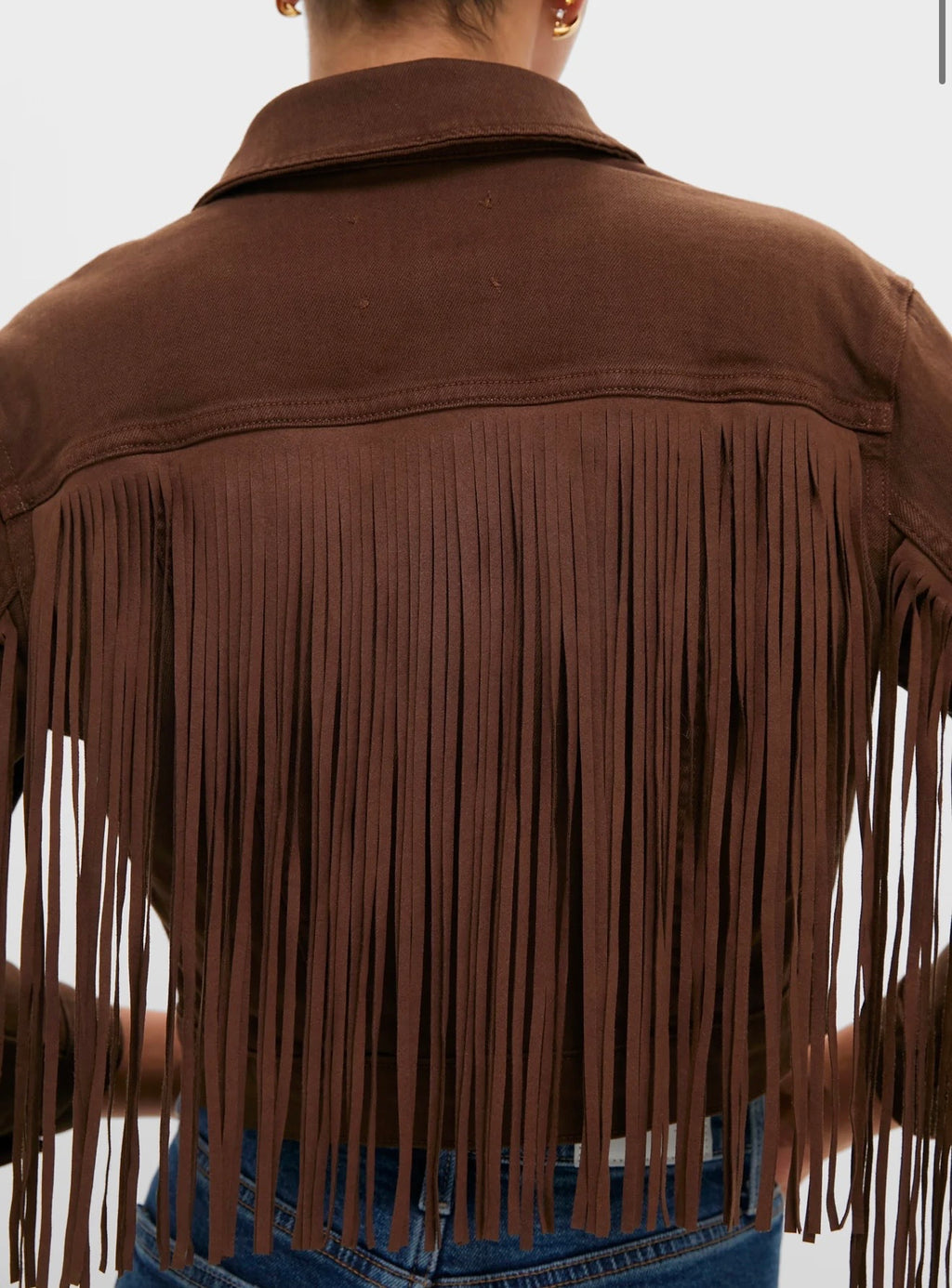 L'AGENCE Brown Koda Crop Fringe Jacket