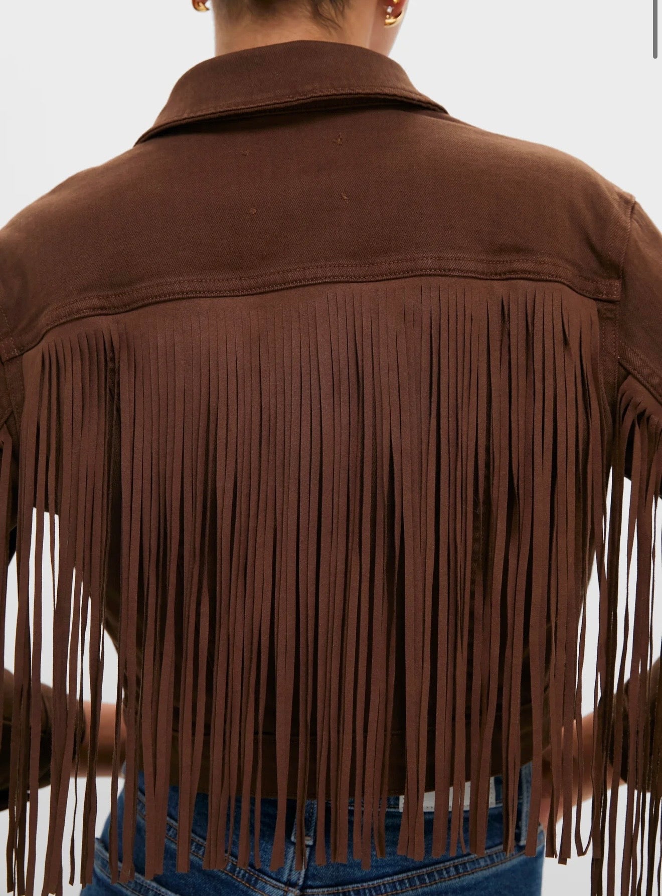L'AGENCE Brown Koda Crop Fringe Jacket
